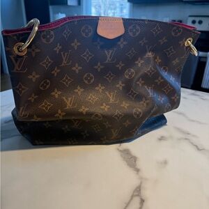 Louis Vuitton Brown and Red Monogram Shoulder Bag